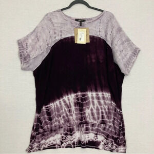 New Jupee Purple Tie Dye Round Neck Lagenlook Boho Top size L/XL